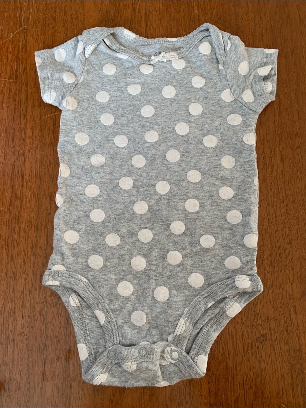 😊FREE😊 Carter's Gray One-Piece Bodysuit with White Polka Dots